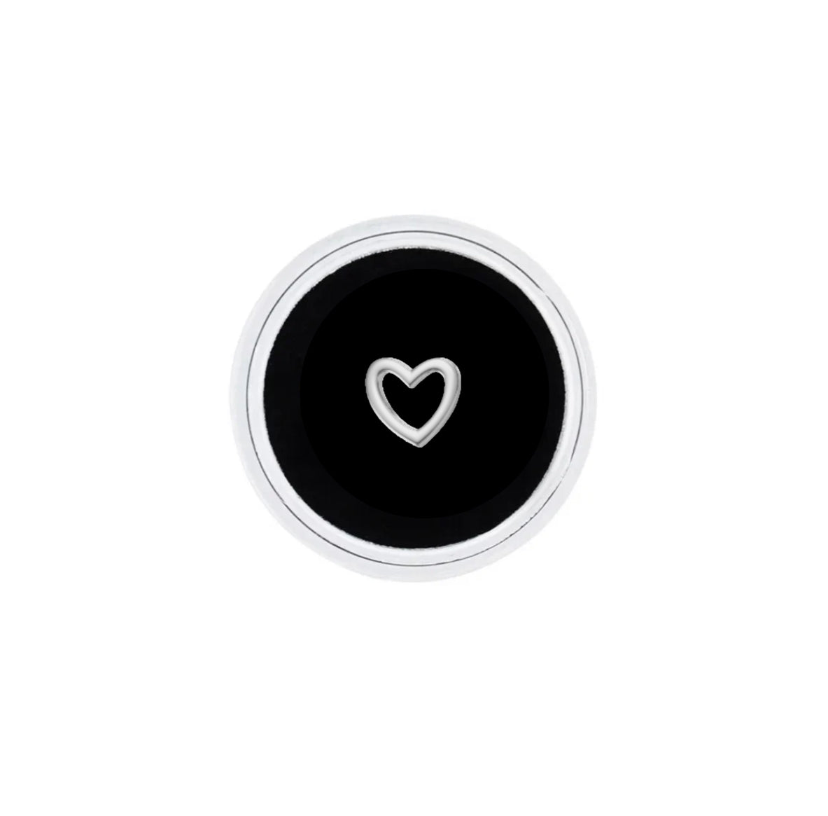 18k White Gold Tooth Gem Hollow Heart