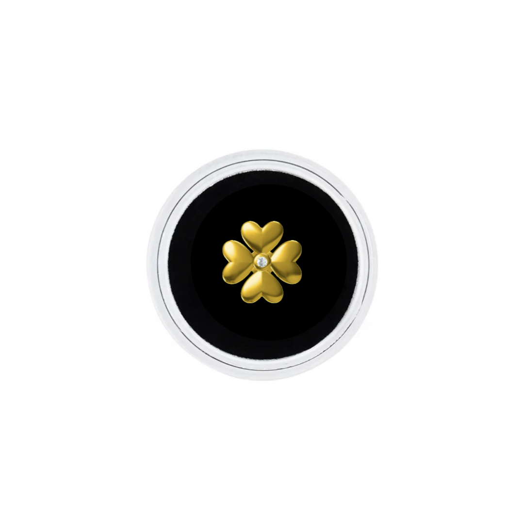 18k Gold Four Leaf Clover Tooth Gem