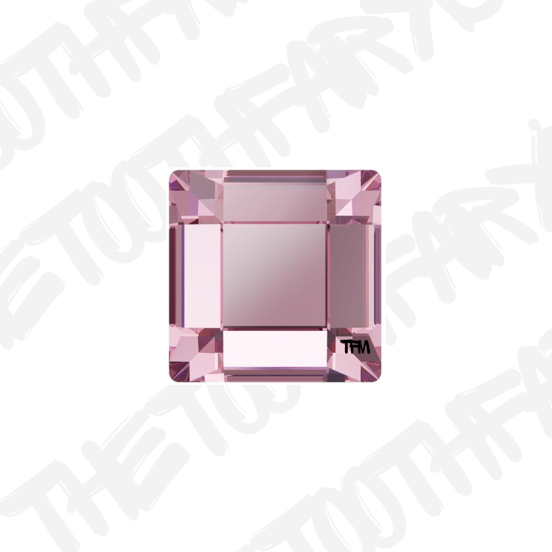 Swarovski Crystal Square Tooth Gem Light Rose