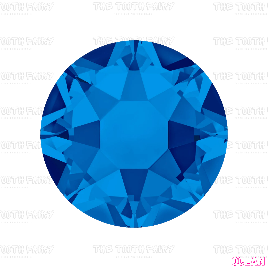 Swarovski Round Crystal Tooth Gems Capri blue