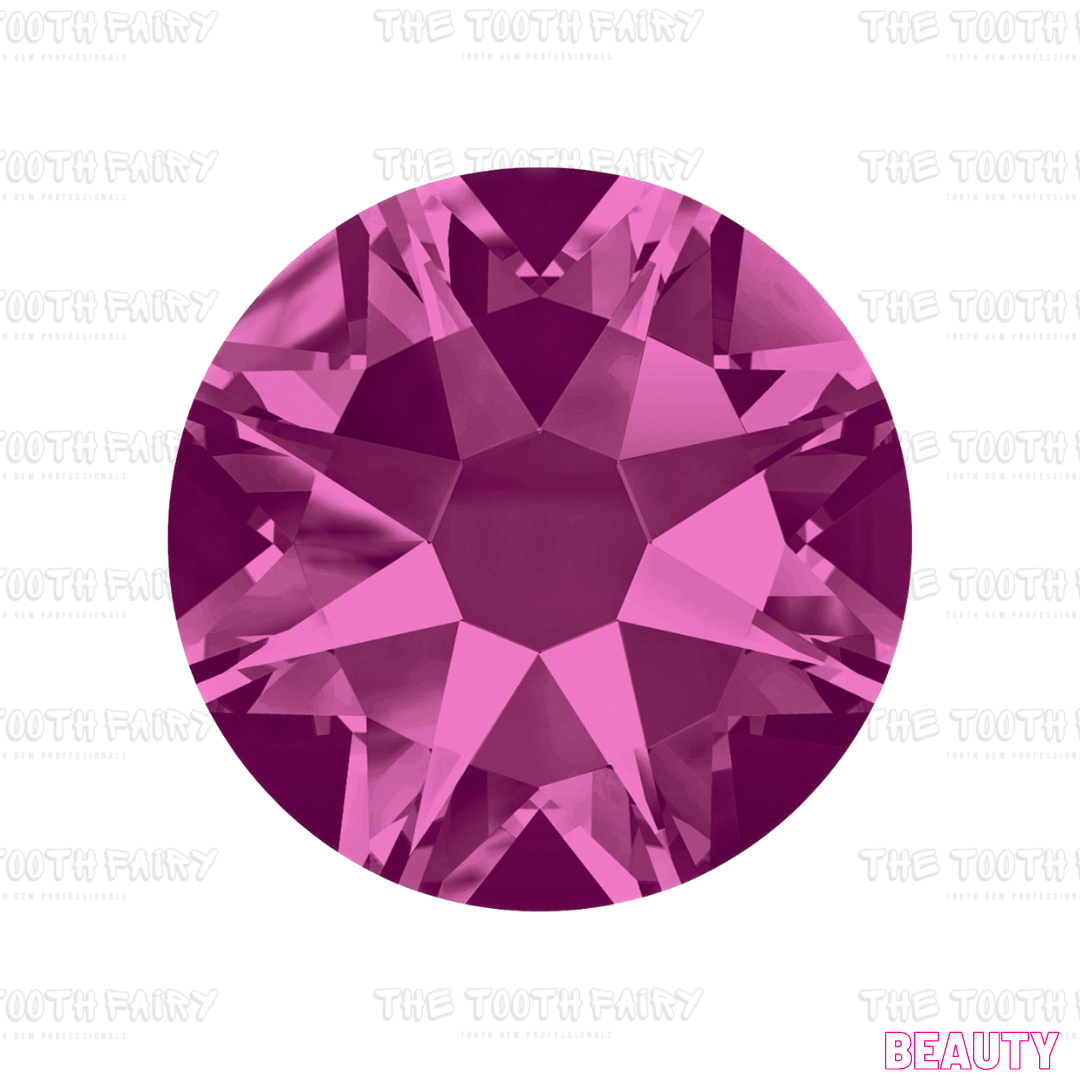 Swarovski Round Crystal Tooth Gems Fuschia