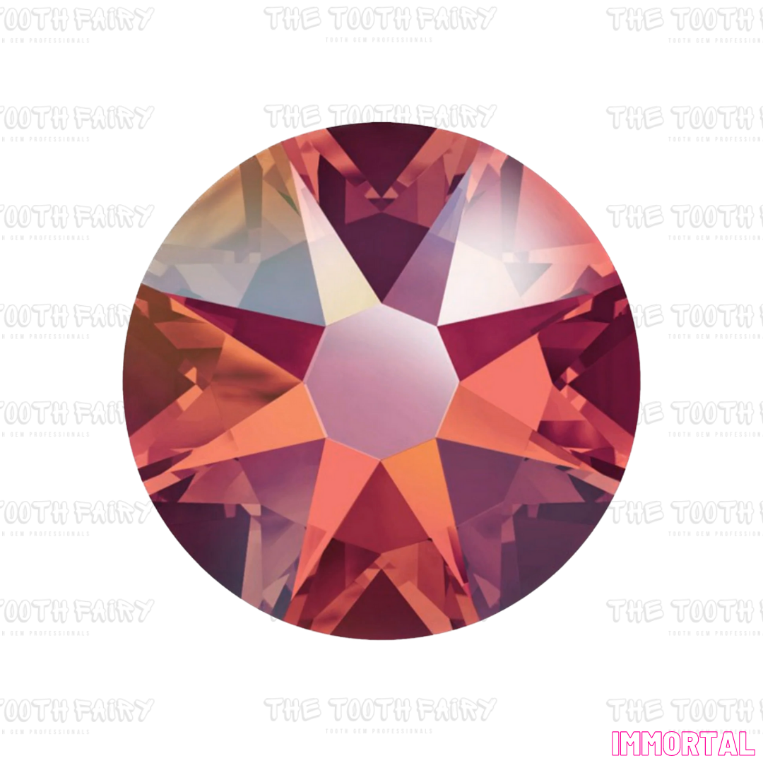 Swarovski Round Crystal Tooth Gems Ab light Siam 