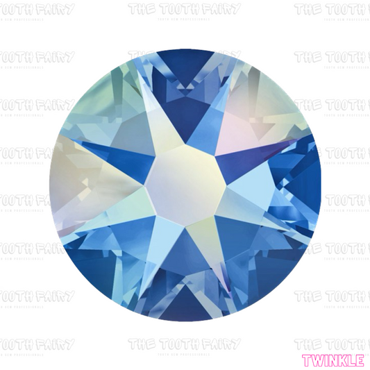 Swarovski Round Crystal Tooth Gems ab sapphire 
